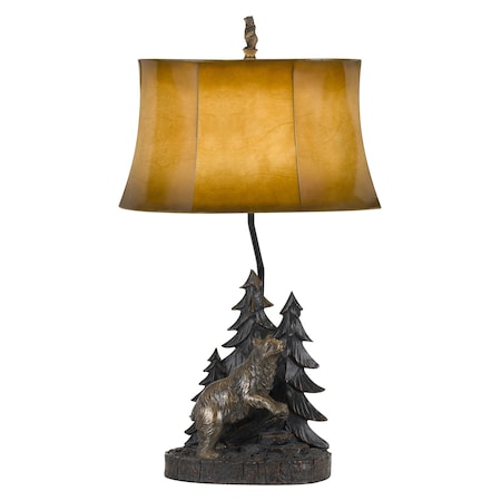 150W 3 Way Forest Resin Table Lamp With Leatherette Shade